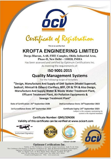 ISO 9001:2015 Certificate - Krofta Engineering Limited